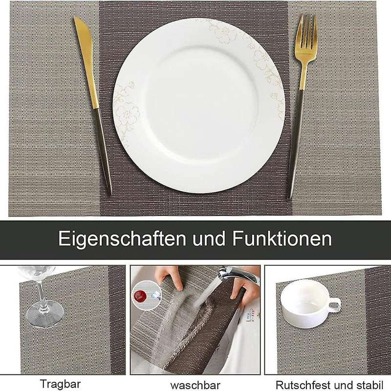 Placemat Set Of 6 Heat Resistant Placemats Pvc Placemats,brown