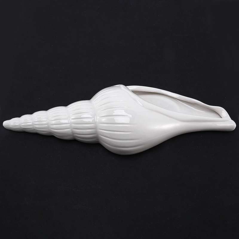 White Ceramic Sea Shell Conch Flower Vase Wall Hanging Style 3