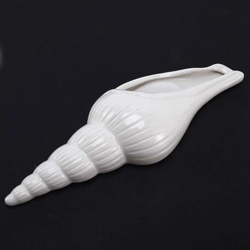 White Ceramic Sea Shell Conch Flower Vase Wall Hanging Style 3