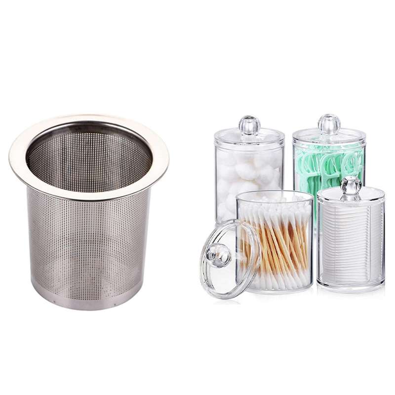 Qtip Holder Dispenser for Cotton Ball, Jar with Lids for Bathroom