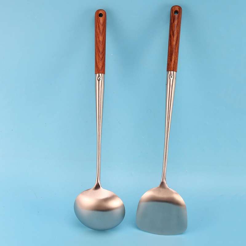 Stainless Steel Spatula Rosewood Lengthened Thickened Anti-scald