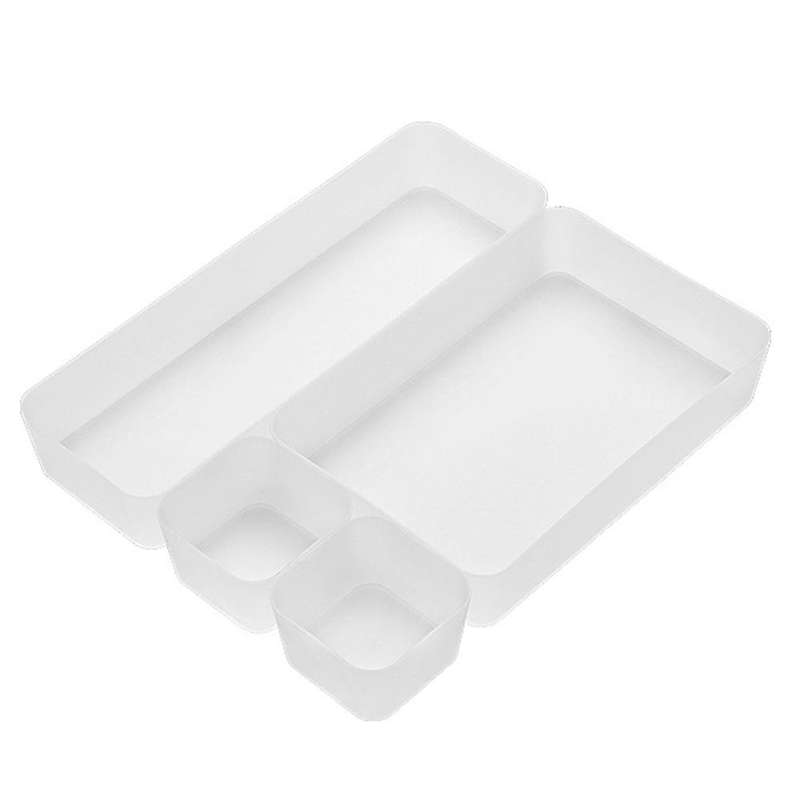 4pcs Drawer Organizer Box Frosted for Cosmetic Desk Living Room