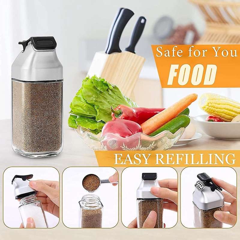 Salt and Pepper Shakers Set, Spice Dispenser with Sealed Lid