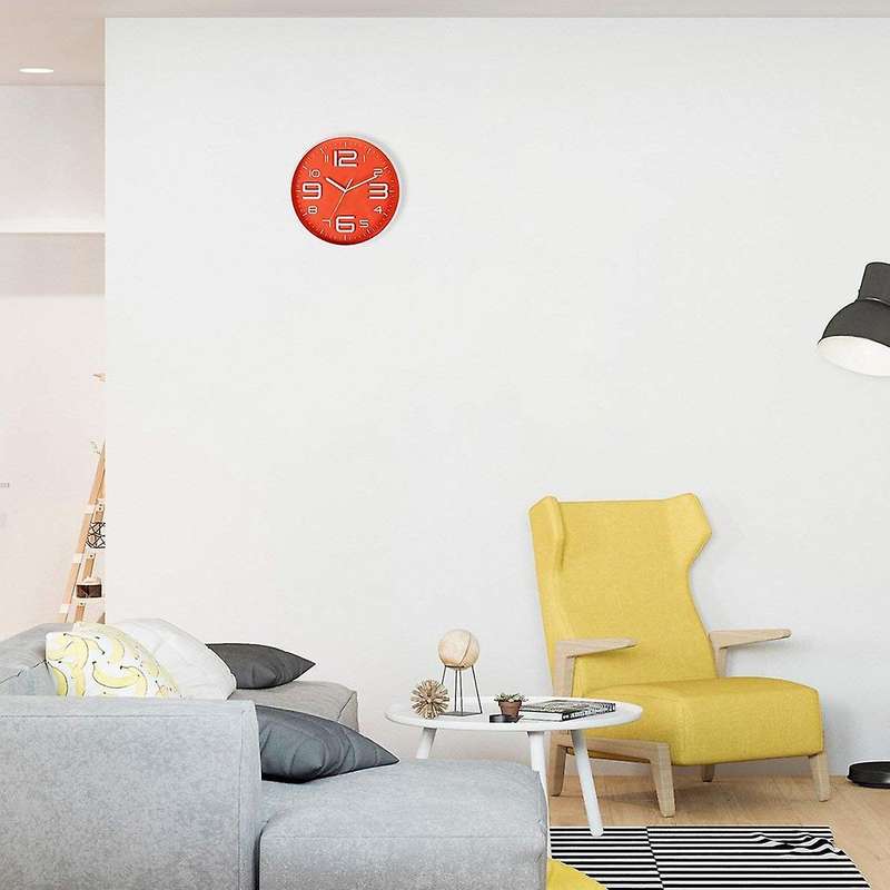 3d Number Quiet Wall Clocks Battery Operated 10 Inch Red