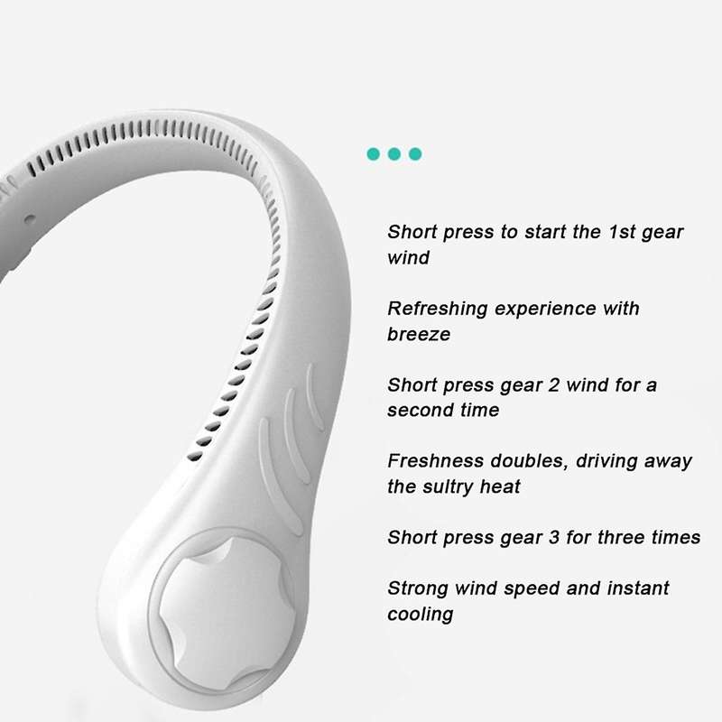 Hanging Neck Portable Personal Wearable Neckband Leafless Fan Green