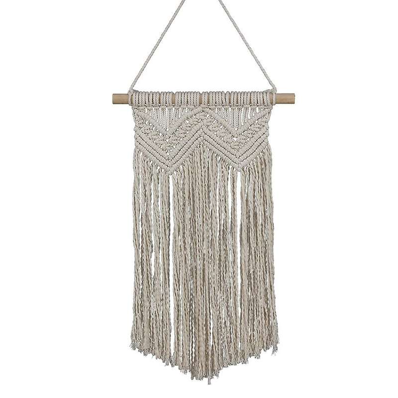 Macrame Hanging Tapestry with Tassel for Bedroom Backdrop Decoration