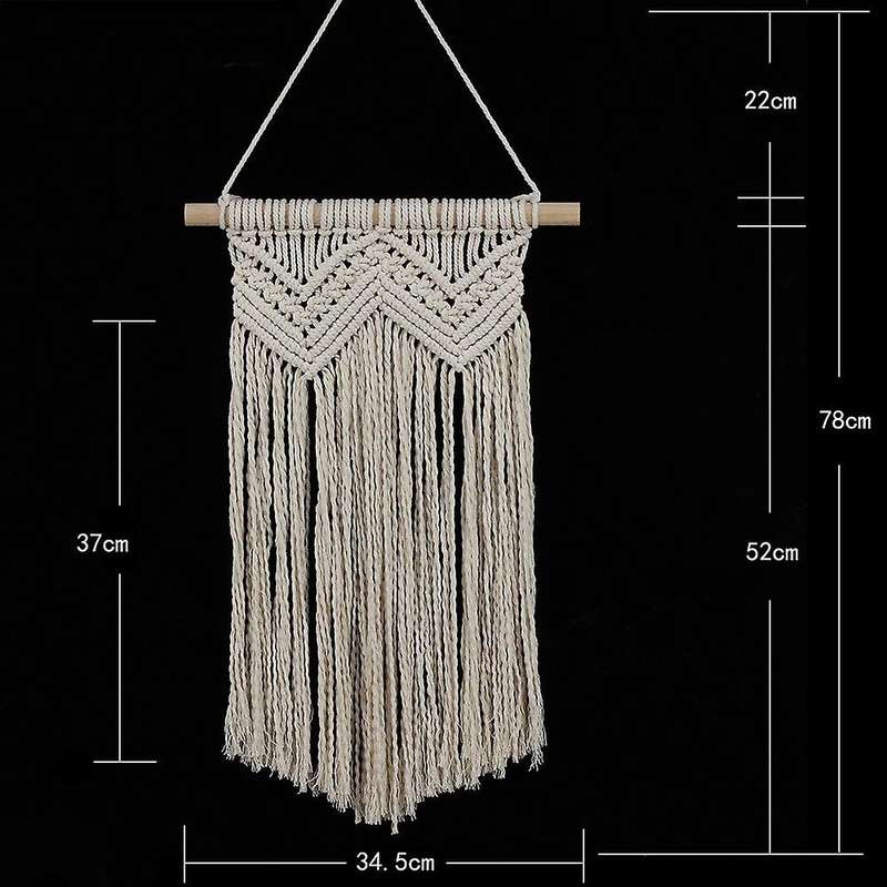 Macrame Hanging Tapestry with Tassel for Bedroom Backdrop Decoration