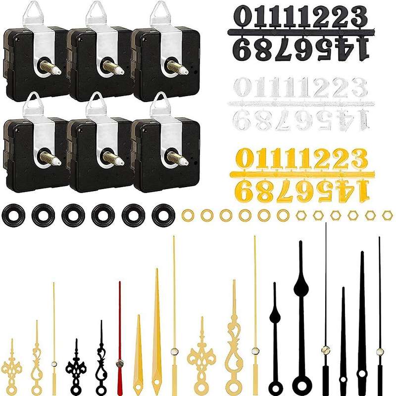 6pcs Quartz Clock Movement Mechanism Replacement Clock Numerals