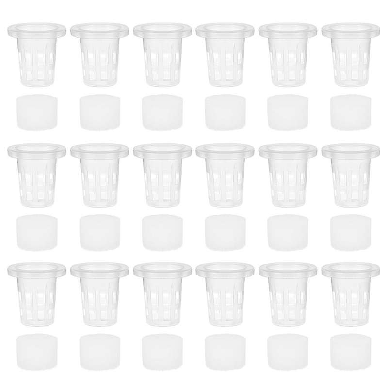 100pcs Plant Grow Net Nursery Pots Cup Hydroponic Mesh Transparent