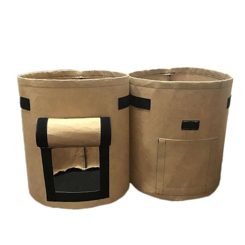 2 Pcs Felt 10 Gallon Nonwoven Fabric Vegetable Growing Bags(yellow)