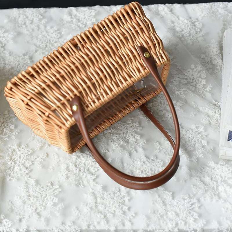 Oval Weaving Flower Basket Vintage Style Picnic Basket with Handle