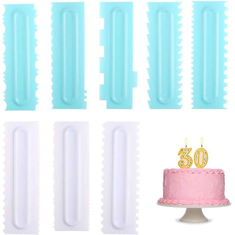 8 Pieces Sawtooth Cake Scraper Set, Multiple Style Edges for Cake