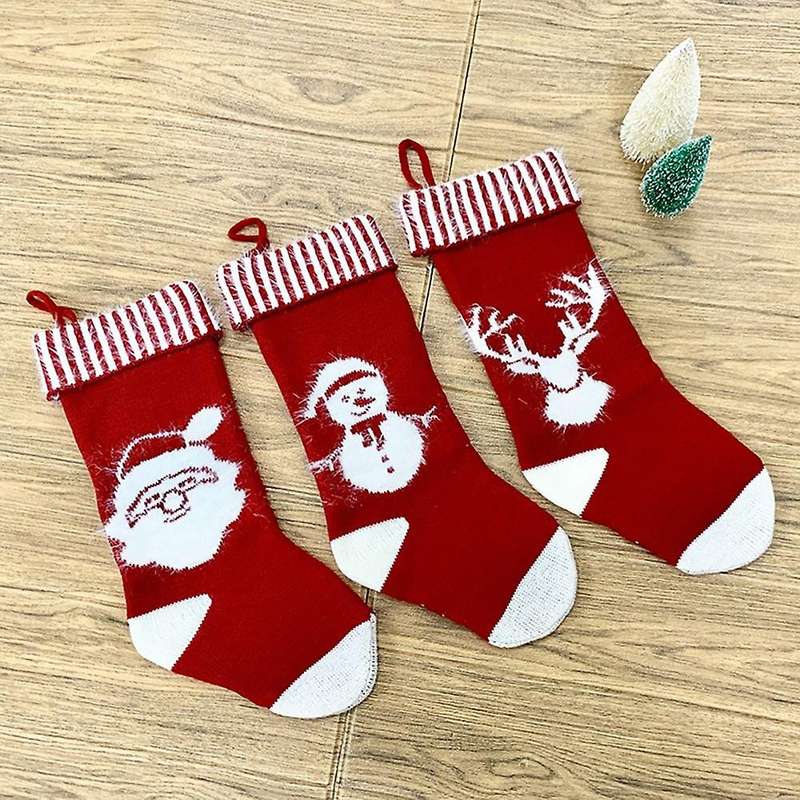Christmas Stocking, 3 Pack Xmas Fireplace Socks Candy Gift Bag