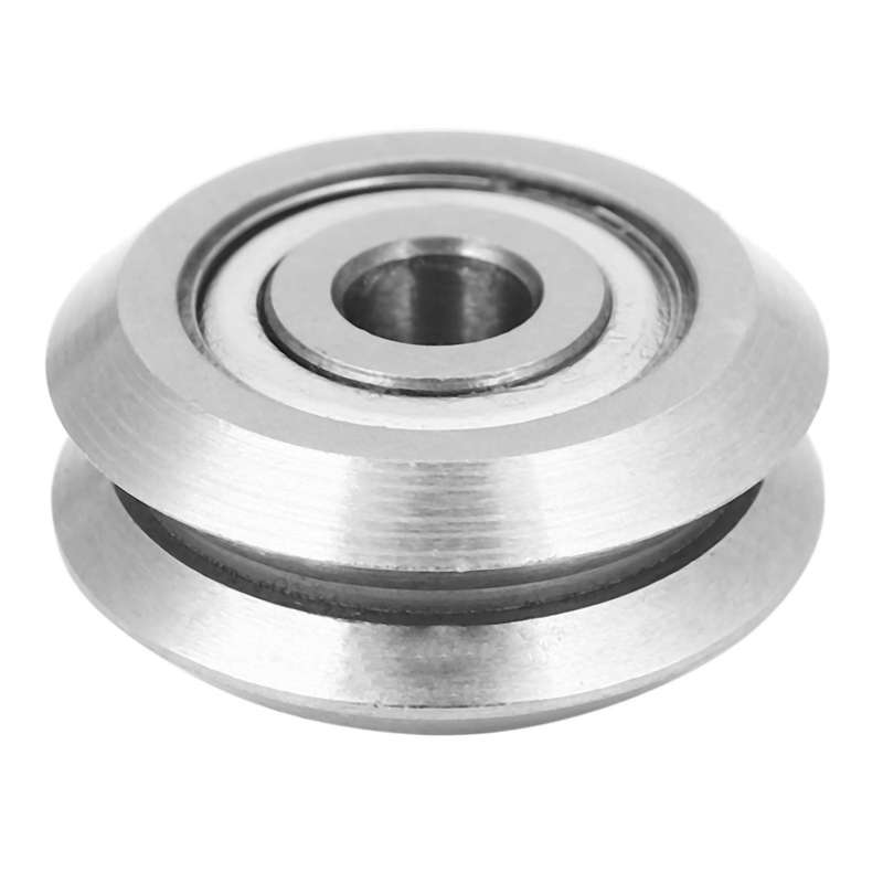 4x W1 Deep V Groove W-rail Track Pulley Rollers Ball Bearings Steel