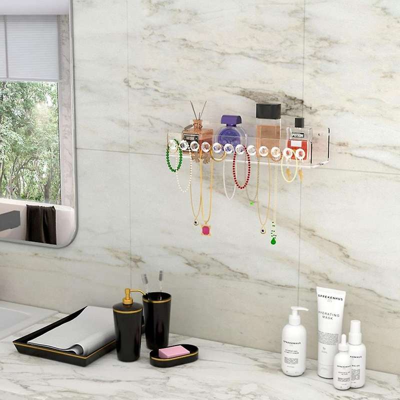 Storage with 12 Hooks Clear Acrylic Wall Mounted Jewelry Hangers