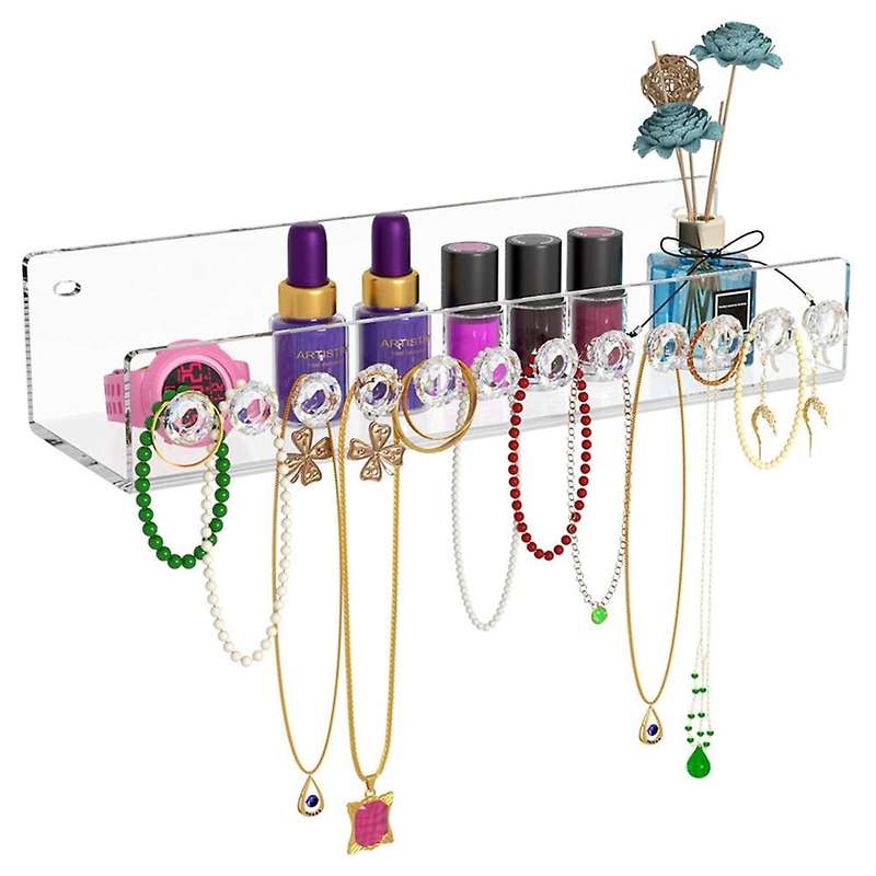 Storage with 12 Hooks Clear Acrylic Wall Mounted Jewelry Hangers