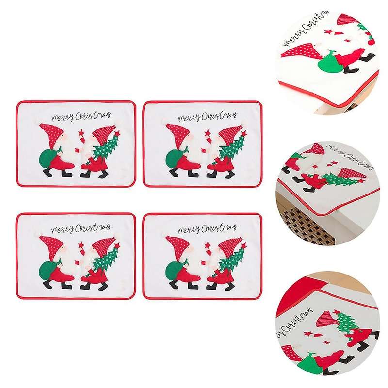Christmas Table Mat Set Of 4, with Santa Claus Printed, Table Mat