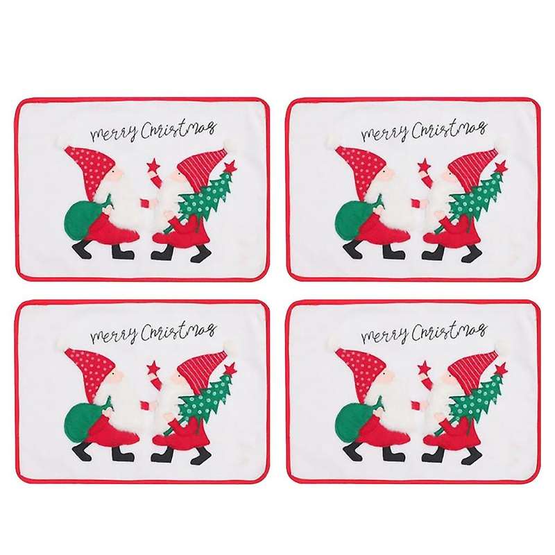 Christmas Table Mat Set Of 4, with Santa Claus Printed, Table Mat