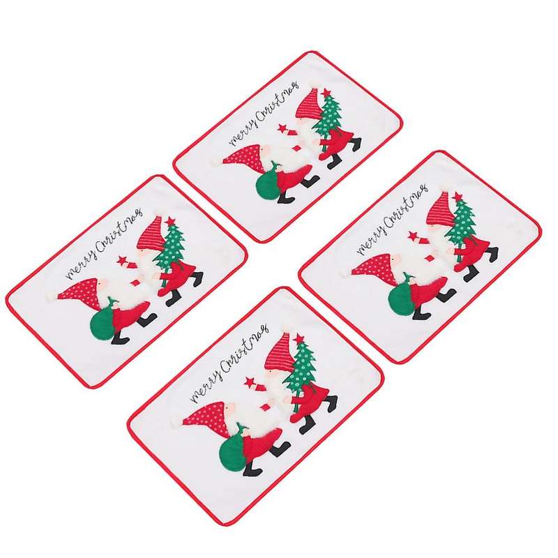 Christmas Table Mat Set Of 4, with Santa Claus Printed, Table Mat