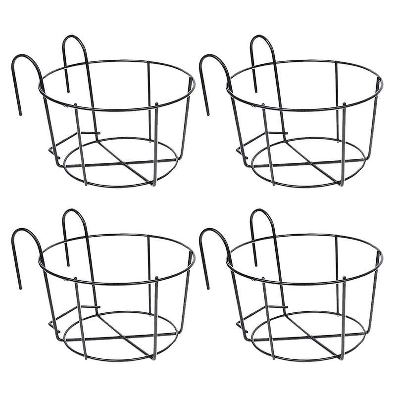 4pcs Hanging Railing Planters Pot Holders Plant Iron Racks Small