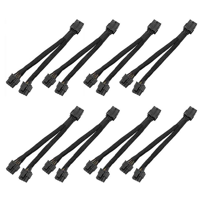8pcs Gpu Pcie 8 Pin Female to Dual 2x 8 Pin(6+2) Male Pci Cable,20cm