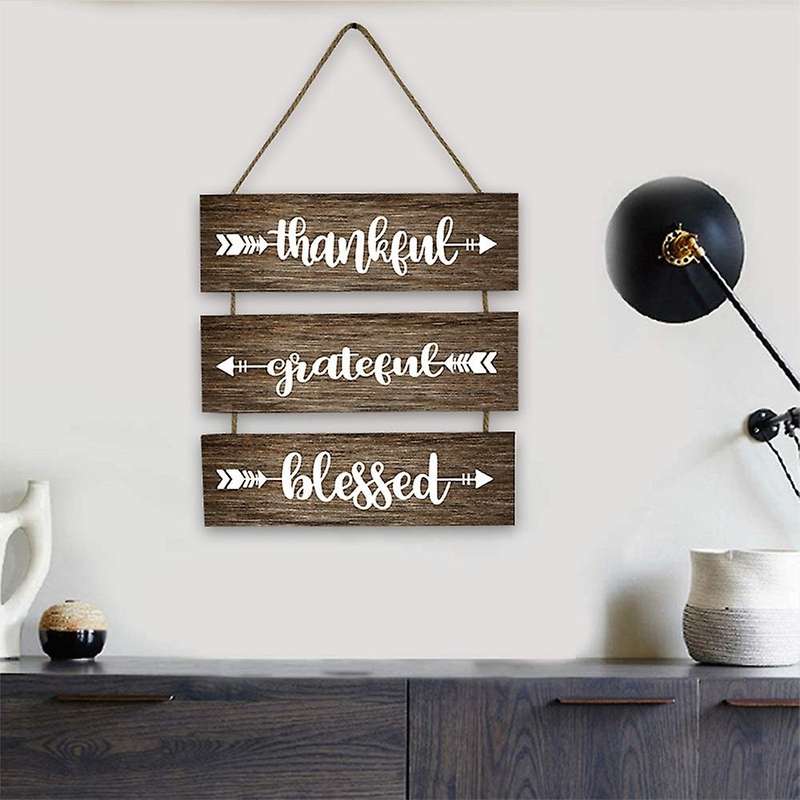 Thankful Wall Decor Rustic Wooden Signs Hanging, for Home Decoration