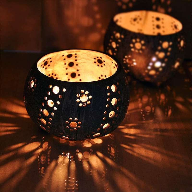 Handmade Coconut Shell Candle Holder for Tealight Pillar,storage Bowl