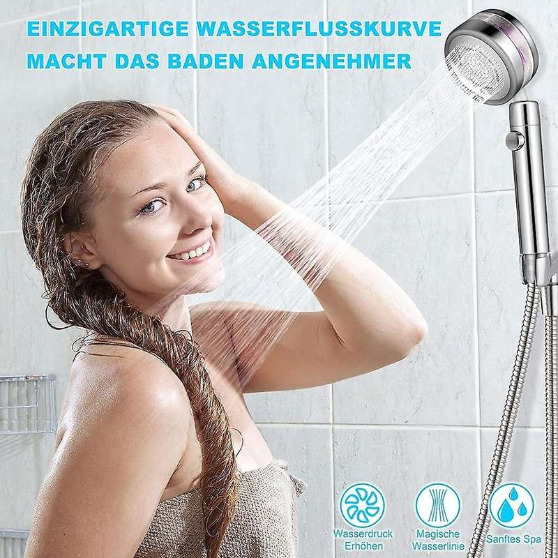 Shower Head Pressure Increase Shower Head with 1.5m Hose Silver