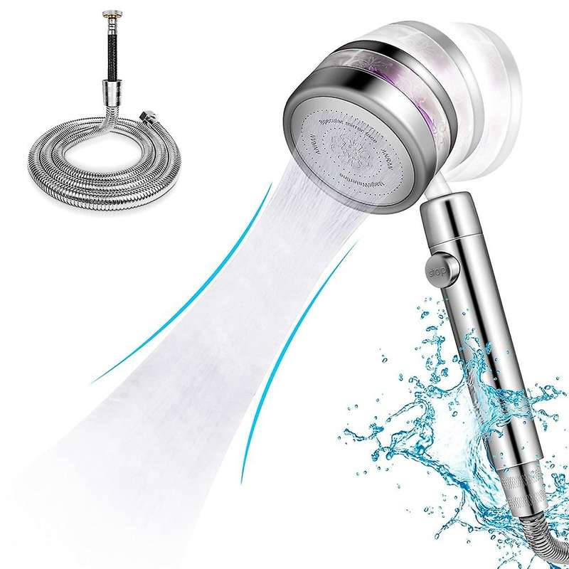 Shower Head Pressure Increase Shower Head with 1.5m Hose Silver