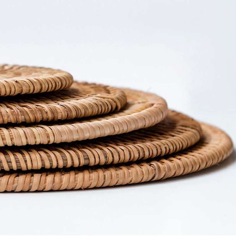 4 Pack Handmade Rattan Coasters Tea Coffee Mug Drinks Holder Natural