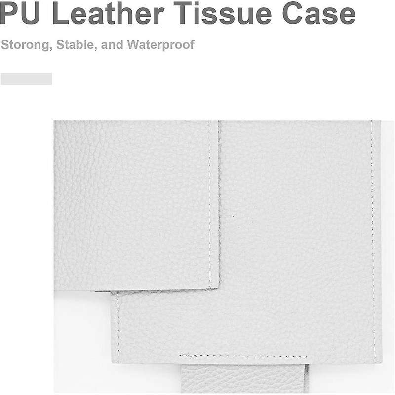 2 Pieces Pu Leather Rectangle Tissue Box Light Gray+white