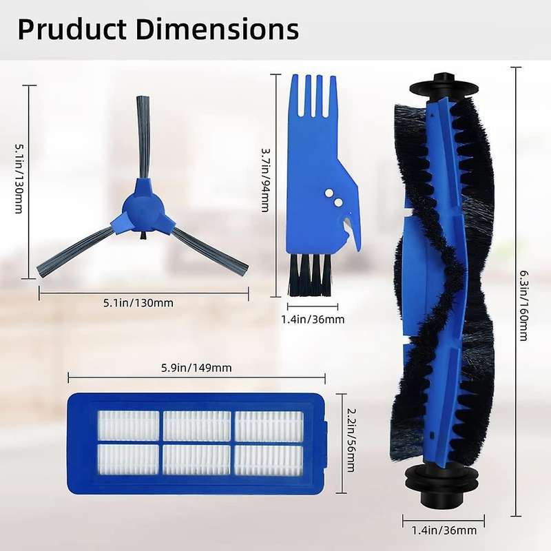 Roller Brush Side Brushes Filters for Eufy Robovac 11s Max, 15c Max