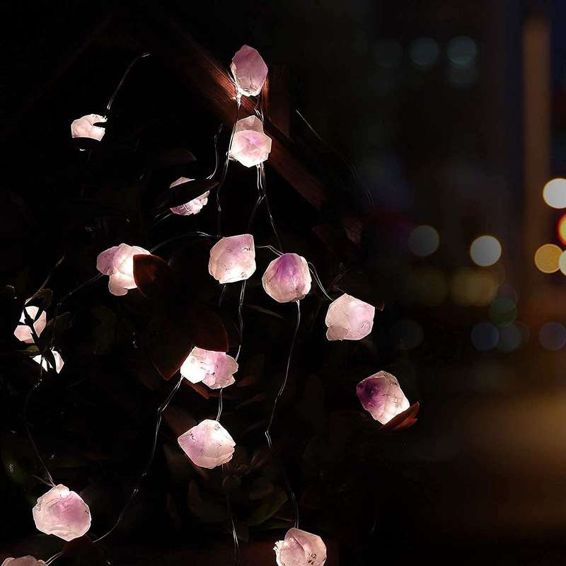 Natural Fluorite String Lights for Party Indoor Christmas Decor Pink