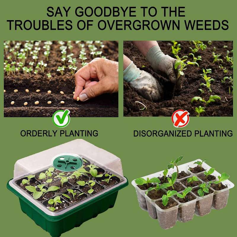 Seed Starter Tray,12-cell Seed Propagator Tray, Plastic Seeding Tools