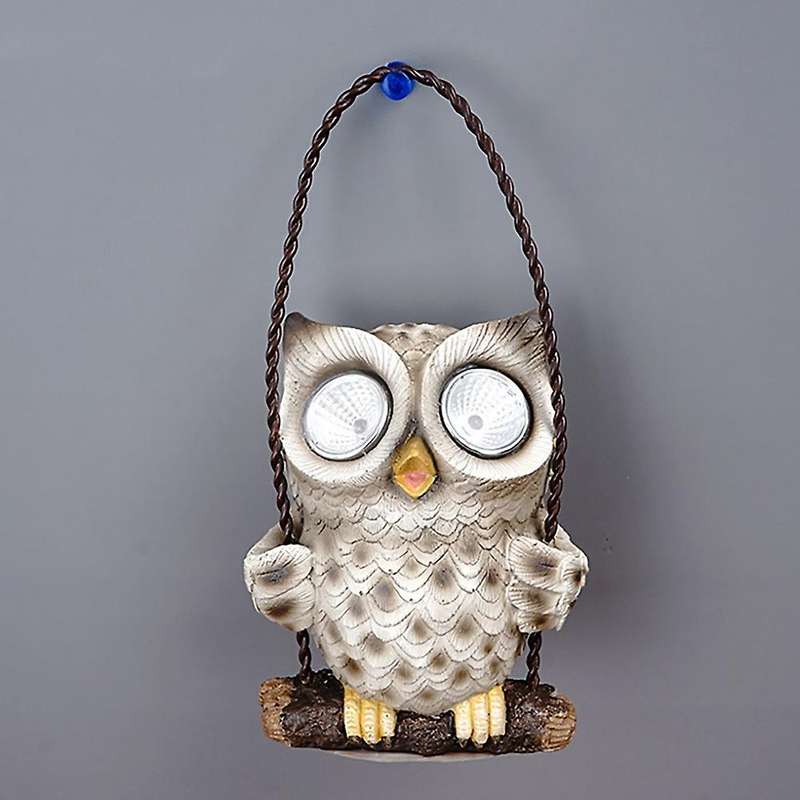 Outdoor Garden Waterproof Owl Shape Sculpture Light Led Lamps Gray