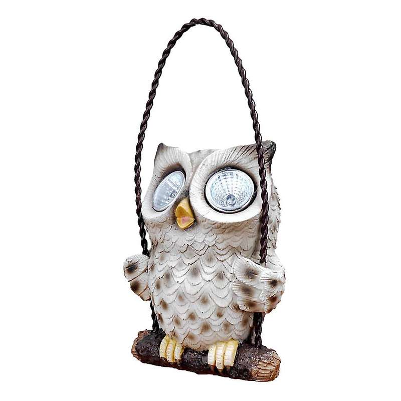 Outdoor Garden Waterproof Owl Shape Sculpture Light Led Lamps Gray