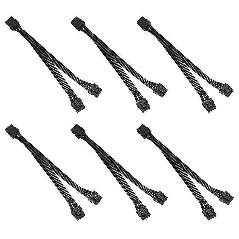 6 Pcs 8p Female to Dual 6+2pin Male Card One In Two Power Cord 20cm