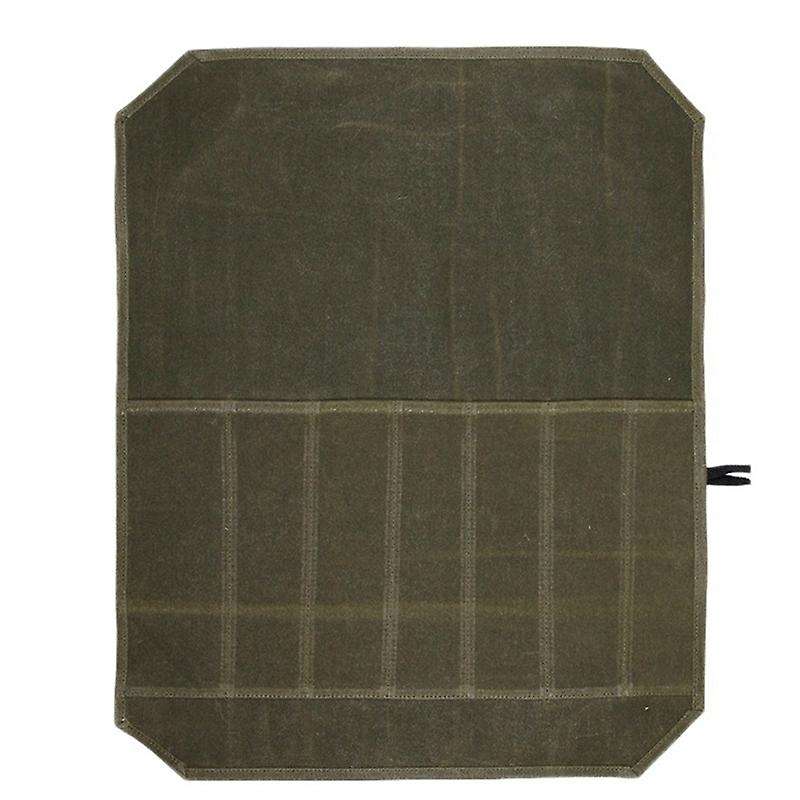 Knife Roll Case, Waxed Canvas Cutlery Knives Holders Protectors - C