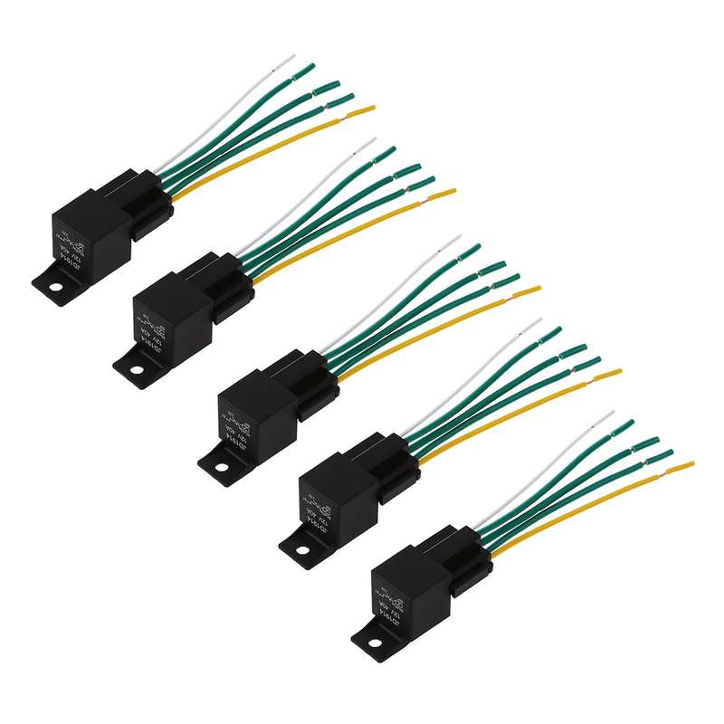 5x 12v Automotive Changeover Relay 40a 5-pin with Socket Holder