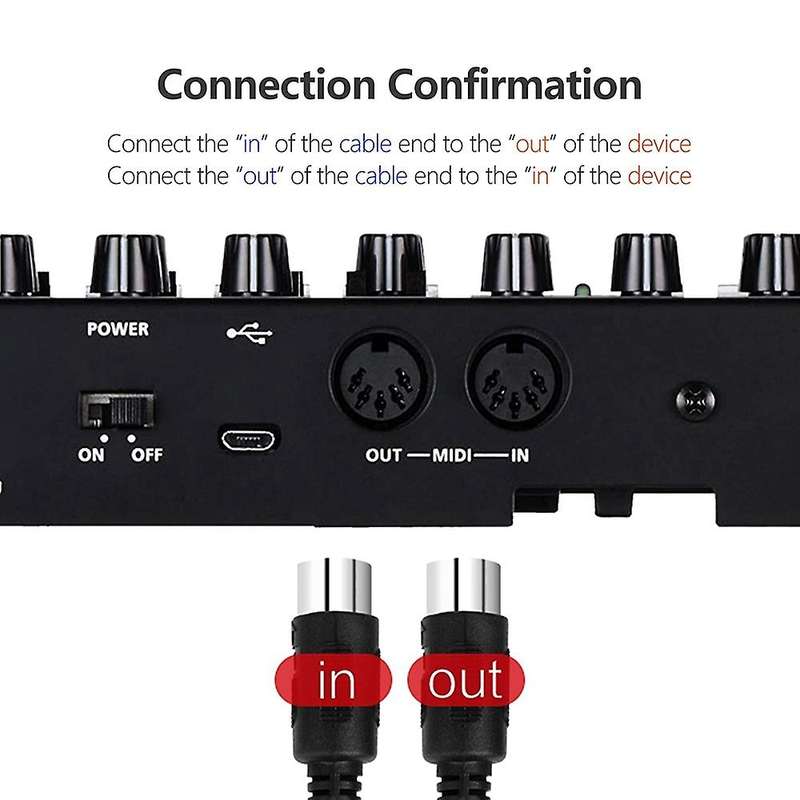 2-pack 5-pin Din Midi Cable, 3-feet Male to Male for Midi Keyboard