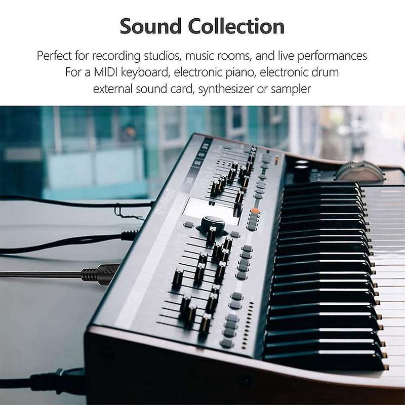 2-pack 5-pin Din Midi Cable, 3-feet Male to Male for Midi Keyboard