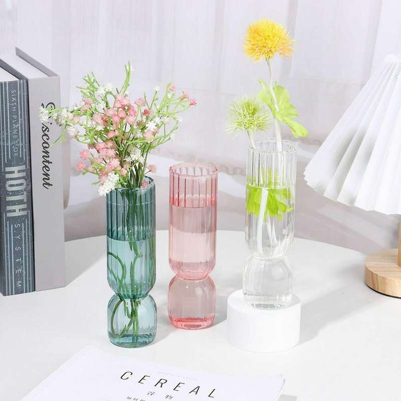 Vase Home Small Hydroponic Plant Glass Bottle Decor Flower Vase C