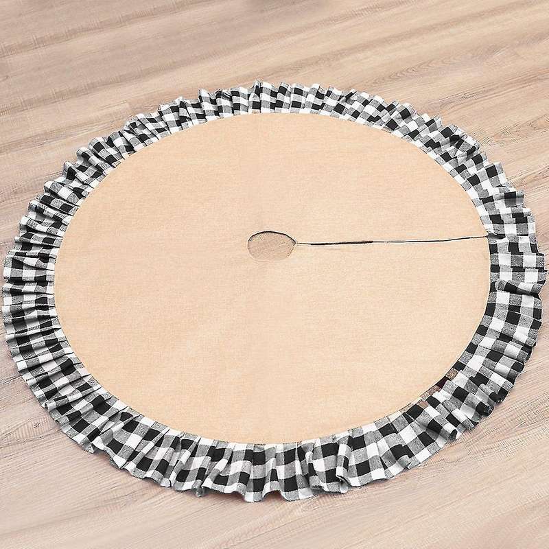 Black and Red Plaid Cloth Tree Skirt Christmas Ornaments 48-inch B