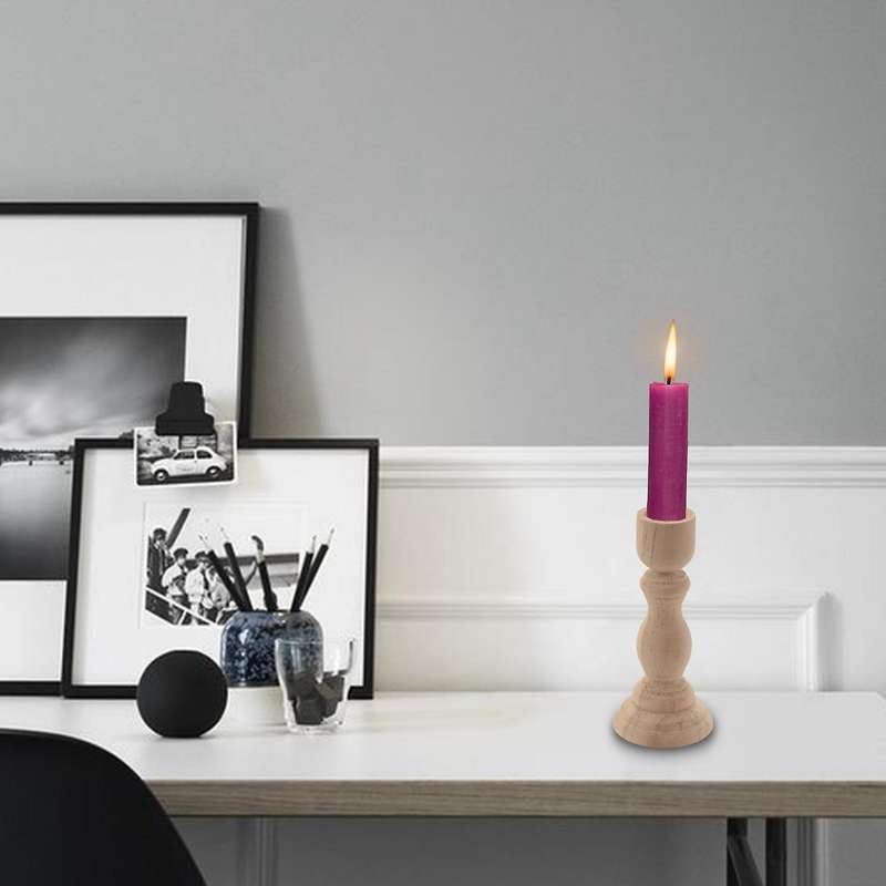 4pcs Unfinished Wood Candlestick Holder for Ready to Stain, Decor