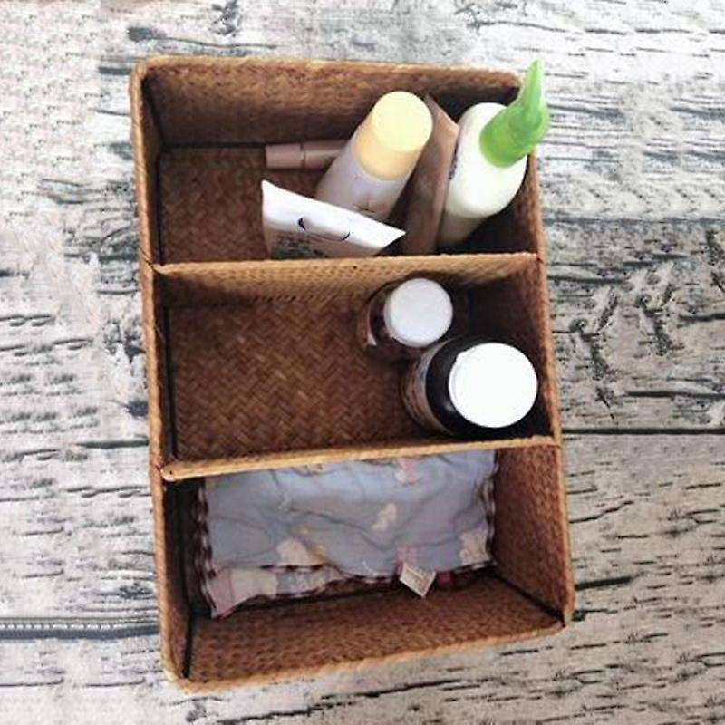 3-section Wicker Baskets for Shelves, Seagrass Storage Baskets Large