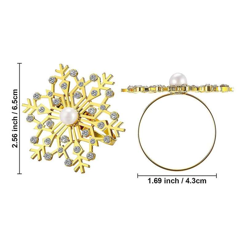 12 Pieces Snowflake Napkin Rings Buckle for Christmas Table Decor