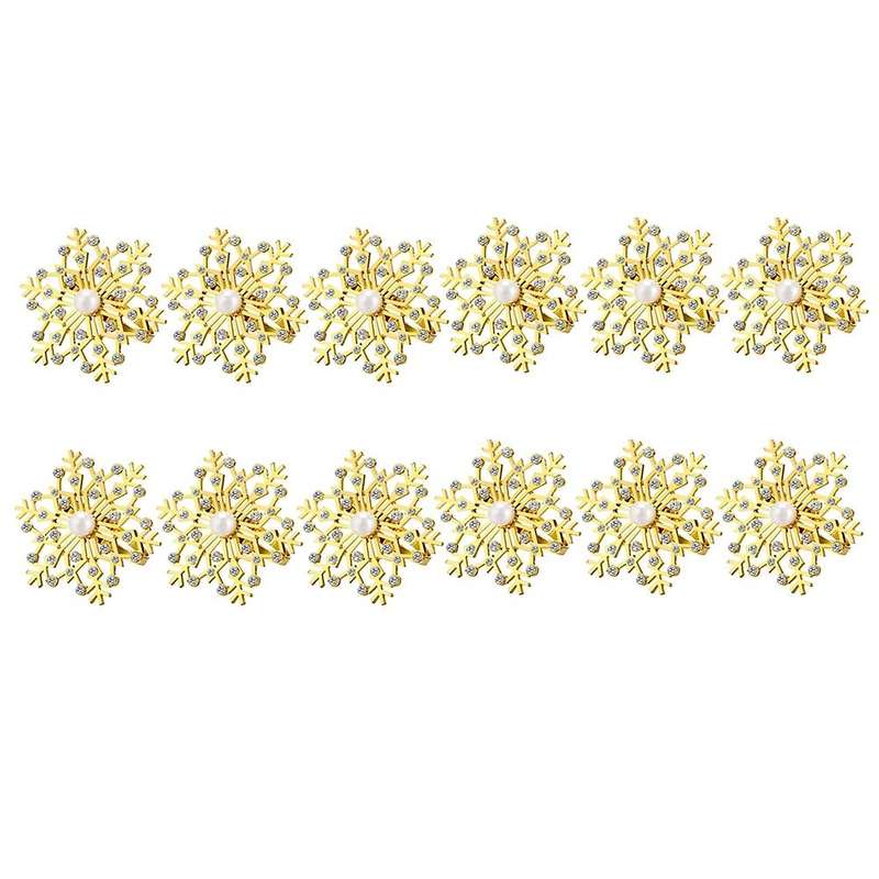 12 Pieces Snowflake Napkin Rings Buckle for Christmas Table Decor