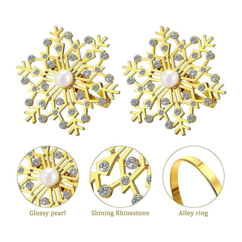 12 Pieces Snowflake Napkin Rings Buckle for Christmas Table Decor
