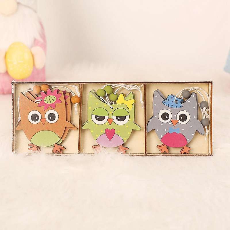 Easter Rabbit Wooden Pendants Wood Diy Decor for Home Kids Gift