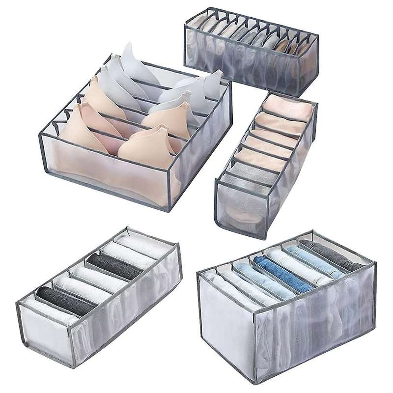5 Pcs Wardrobe Clothes Organizer Portable Storage Baskets,folding
